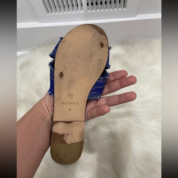 ROTHY'S The Knot BLUE Frayed Slip On Sandals Women’s SIZE 6 - Picture 4 of 4